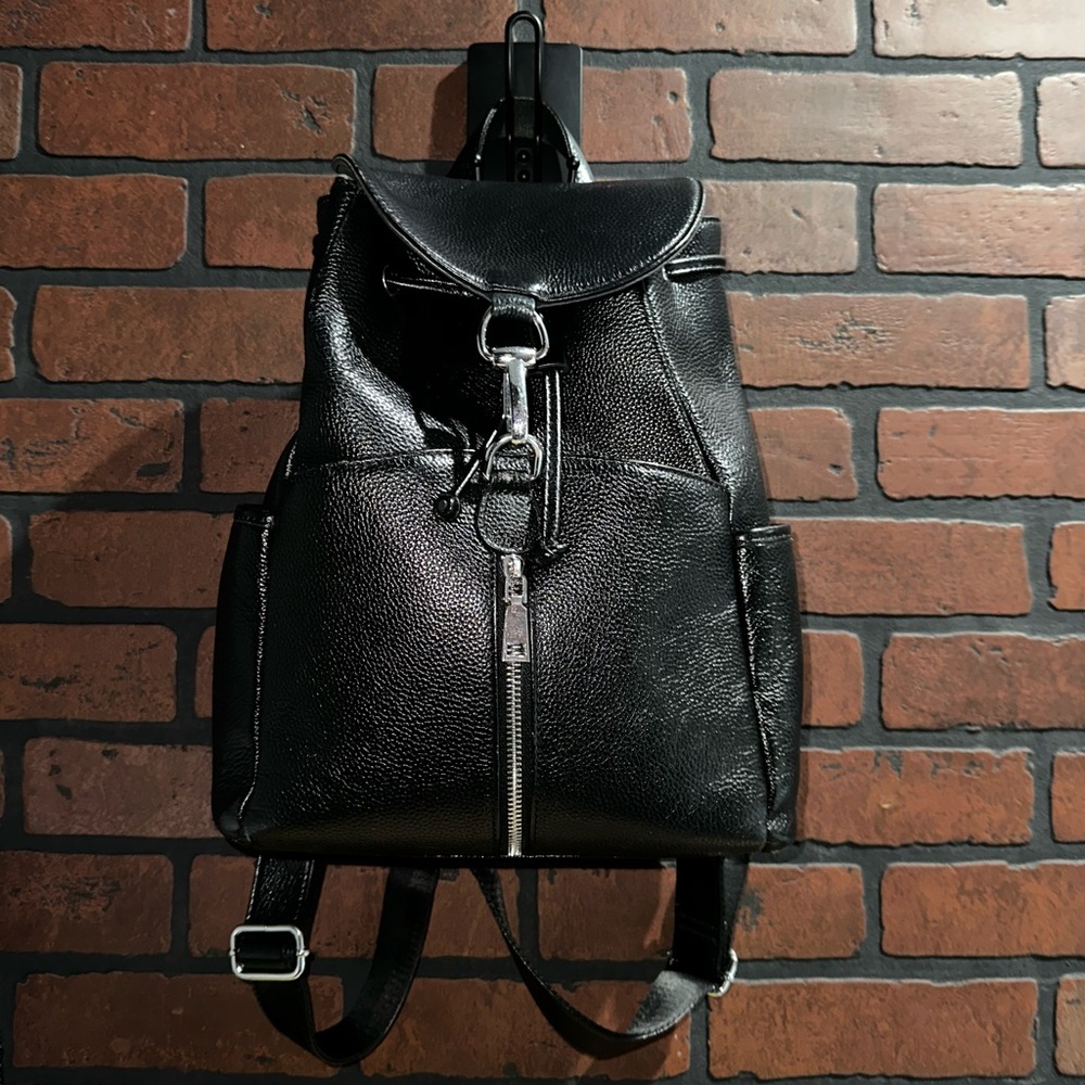 Black Leather Backpack